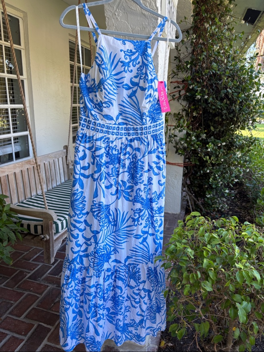 Lilly Pulitzer Blue and White Floral Maxi Dress size 8